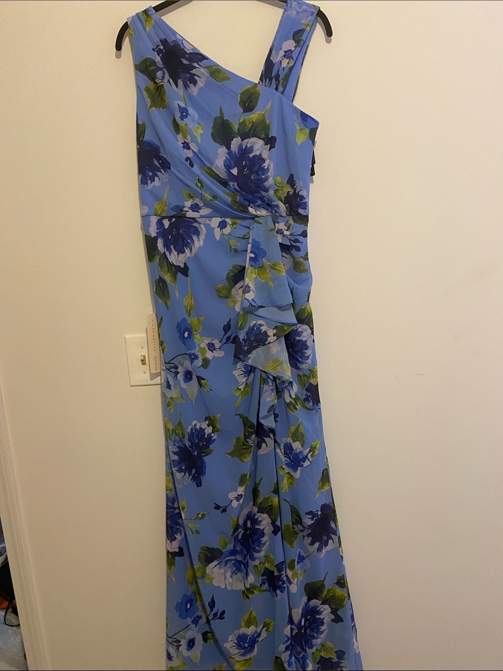 Adrianna Papell Light Blue Floral V-Neck Dress